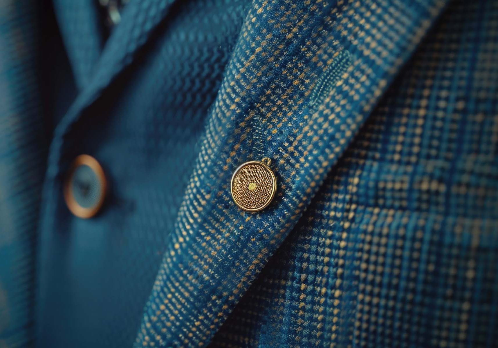 made to measure A close-up shot of a suit jacket button, great for fashion or accessory uses. AI generated